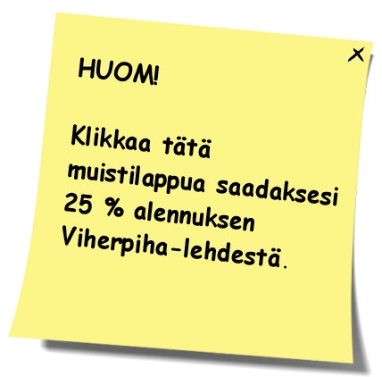 Tilaa Viherpiha tarjoushintaan! Uskomaton huipputarjous! Vallan uskomaton huipputarjous! Tilaa Viherpiha huippuedulliseen tarjoushintaan! Tarjous voimassa ainoastaan rajoitetun ajan. Tilaa heti! tilaa Viherpiha lehti tarjoushinta puutarhaopas Viherpiha puutarha-lehti Viherpiha puutarha opas piha opas viherpeukalo ohje kotipiha kasvit kukat kotipuutarha neuvo kasvi kukka Viherpiha-lehti puutarha lehti viherpiha lehtitilaus viherpiha tarjous